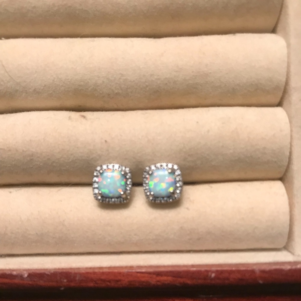 White Opal Studs